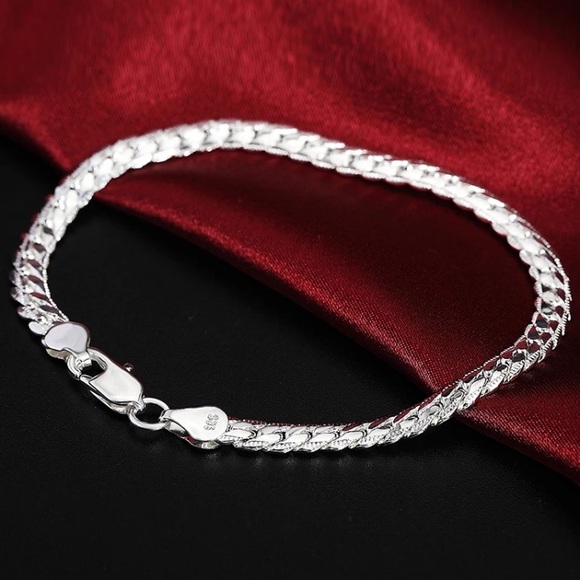 New 925 Sterling Silver Flat Snake Chain Bracelet - Picture 3 of 5